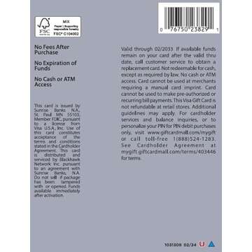 Visa $50 Gift Card (plus $4.95 Purchase Fee)