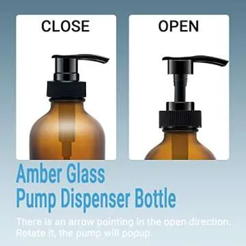 BPFY 4 Pack 8 oz Amber Glass Bottles with Pumps