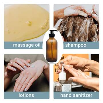 BPFY 4 Pack 8 oz Amber Glass Bottles with Pumps