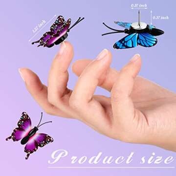 Butterfly Decorative Thumb Tacks 30 Pack - Vibrant Push Pins for Office and Home Decor