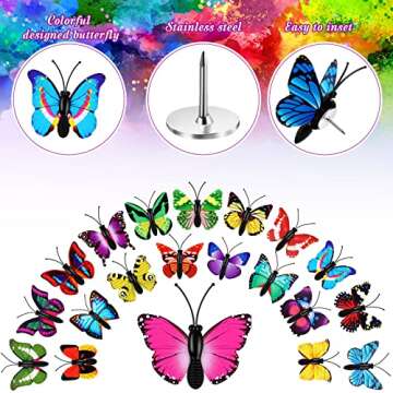 Colorful Butterfly Thumb Tacks for Home and Office