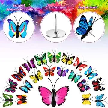 Colorful Butterfly Thumb Tacks for Home and Office