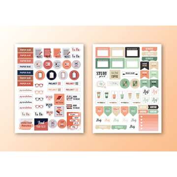 Student Planner Stickers – 12 Sheets of College Stickers for Organized Success
