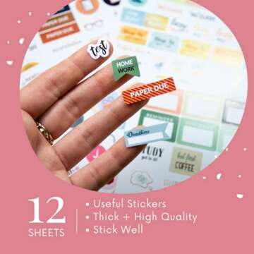 Colorful Student Planner Stickers for Organized Success