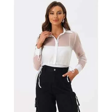Allegra K Women's Cropped Mesh Sheer Jacket for Chic Style