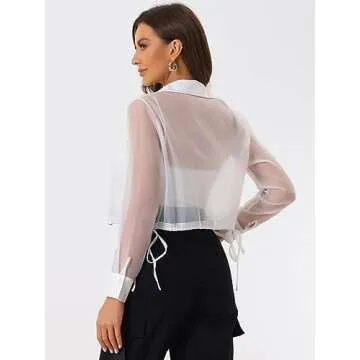 Allegra K Women's Cropped Mesh Sheer Jacket for Chic Style