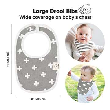 8-Pack Organic Baby Bibs for Boys, Girls - Soft Cotton Drooling and Teething Bibs for Baby Girl & Bo...