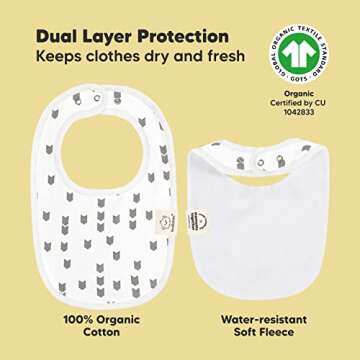 8-Pack Organic Baby Bibs for Boys, Girls - Soft Cotton Drooling and Teething Bibs for Baby Girl & Boy, Extra Absorbent, Easy to Clean & Put On for Toddler, Newborn, Infant 0-24 Months(Grayscale)