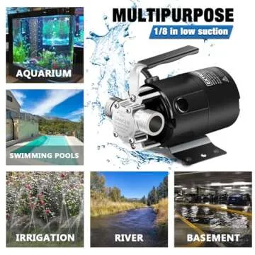 EXTRAUP Water Transfer Pump, 115V 330GPH Portable Electric Utility Water Pump with 6' Water Hose Kit, Low Suction Water Removal for Water Beds, Garden, Ponds, Pool, Rain Barrel, Aquariums, and More
