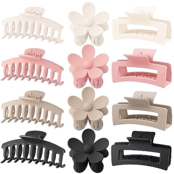 Vibrant Large Hair Claw Clips 12 Pack - Secure Hold for Thick Hair