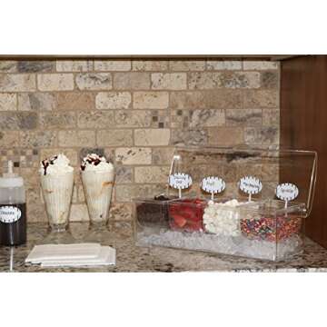 Oaklyn Large Clear Condiment Server Organizer on Ice with Containers and Lid – BPA-Free Serving Bar Compartments and Plastic Box Tray – Chilled Caddy Dispenser Set - Holds 80 oz Total