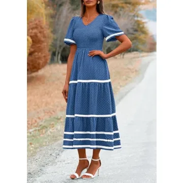 PRETTYGARDEN Summer Maxi Dress in Blue for Women