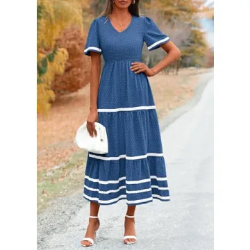 PRETTYGARDEN Summer Maxi Dress in Blue for Women