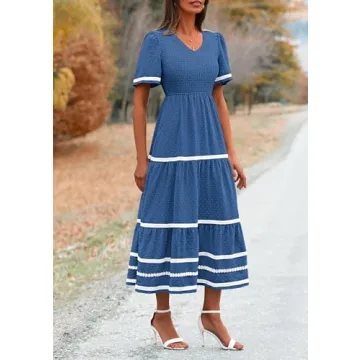 PRETTYGARDEN Summer Maxi Dress in Blue for Women