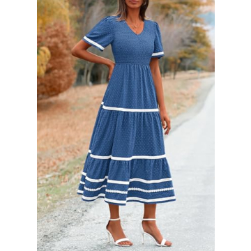 PRETTYGARDEN Summer Maxi Dress in Blue for Women