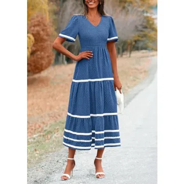 PRETTYGARDEN Summer Maxi Dress in Blue for Women