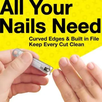 Nail Clippers Set - Ultra Sharp, Sturdy, Stainless Steel Fingernail & Toenail Clipper Cutters with Nail File - Silver