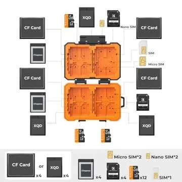 K&F Concept Memory Card Case with 25 Slots, Anti-Shock Carrying Case for 4 SD Cards, 4 CF Cards or 4...