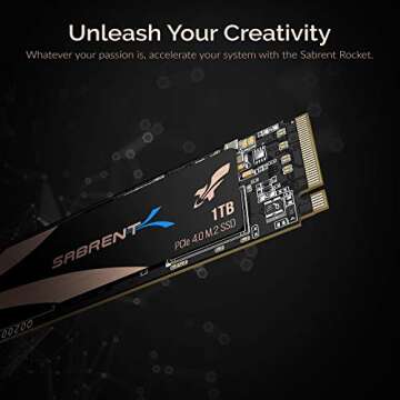 SABRENT 1TB Rocket Nvme PCIe 4.0 M.2 2280 Internal SSD Maximum Performance Solid State Drive (Latest Version) (SB-ROCKET-NVMe4-1TB).