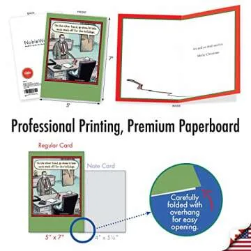 NobleWorks - Box of 12 Cartoon Christmas Cards Funny - Bulk Pack of Holiday Cards for Xmas, Humor Notecard Set (1 Design, 12 Cards) - Holiday Week Off B1856