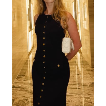 Women's Navy Blue Knit Maxi Dress Sleeveless Bodycon