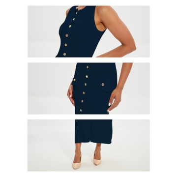 Women's Navy Blue Knit Maxi Dress Sleeveless Bodycon