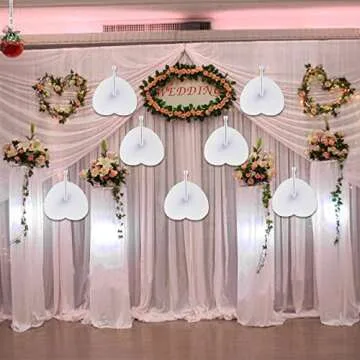 Cusfull 48 Pack White Folding Paper Fans Handheld Paper Fans for Wedding/Party/Party Favours (Heart Shape)