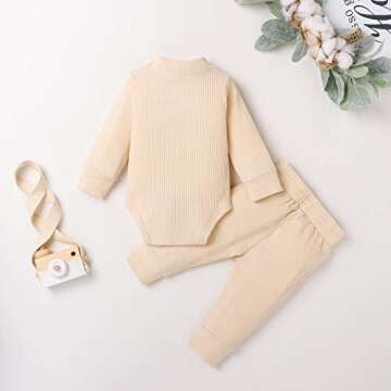 Ledy Champswiin Winter Newborn Baby Boy Girl Clothes Set Ribbed Outfits Unisex Infant Solid Long Sleeve Tops Pants 2PCS