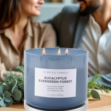 Eucalyptus Evergreen Forest 3 Wick Candle for Relaxation