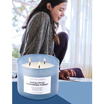 Eucalyptus Evergreen Forest 3 Wick Candle for Relaxation