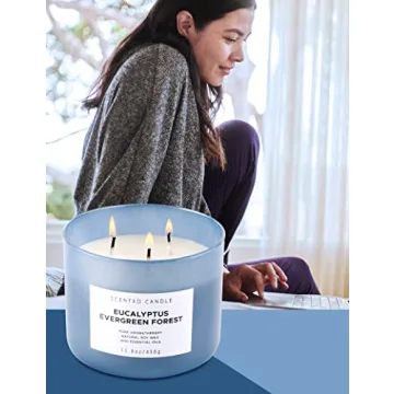 Eucalyptus Evergreen Forest 3 Wick Candle for Relaxation