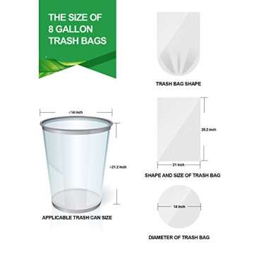 FORID Medium Clear Trash Bags 330 Count - 8 Gallon Liners