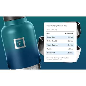 IRON °FLASK Portable Dog Water Bottle with Bowls for Travel