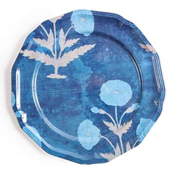Thomas Paul Poppy Blue Side Plates Set of 4 - Durable Melamine, Dishwasher Safe