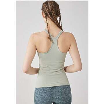 Yoga Racer Back Tank Top for Women with Built in Bra,Women's Padded Sports Bra Fitness Workout Running Shirts (Grayish Green, Medium)