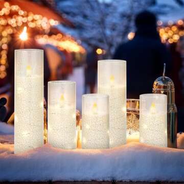 Vicouyi Flameless LED Candles with 11-Key Remote & Timer, Snow Themed Candles Battery Operated Candl...