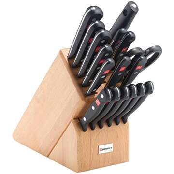 WÜSTHOF Gourmet Eighteen Piece Block Set | High Carbon & Durable German Knife Set for All Cooking N...