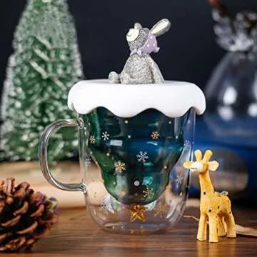 Unique Christmas Gifts for Women - Cute Double Wall Christmas Mugs Coffee Cup, 8.5 oz