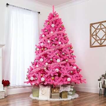 Best Choice Products 9ft Pink Christmas Tree Artificial Full Fir Tree Seasonal Holiday Decoration w/ 2,000 Branch Tips, Foldable Stand