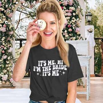 Bride Shirt Women It's ME Hi I'm The Bride It's Me T-Shirt Bachelorette Party Bride Tees Vacation Short Sleeve Top Dark Grey