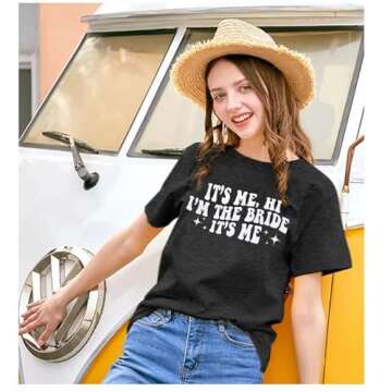 Bride Shirt Women It's ME Hi I'm The Bride It's Me T-Shirt Bachelorette Party Bride Tees Vacation Short Sleeve Top Dark Grey
