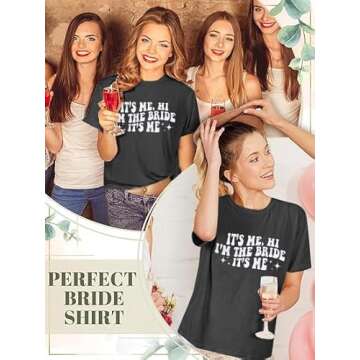Bride Shirt Women It's ME Hi I'm The Bride It's Me T-Shirt Bachelorette Party Bride Tees Vacation Short Sleeve Top Dark Grey