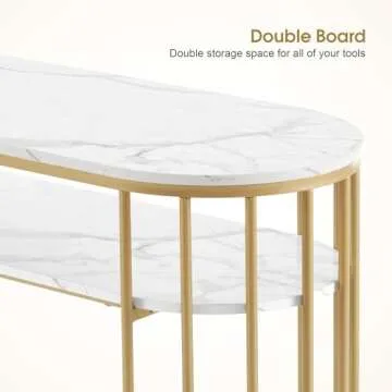 BarberPub Manicure Nail Table Marbling Texture Salon Nail Desk Home Spa Beauty Stylist Equipment 2400