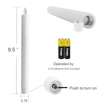 Eldnacele Flameless Flickering Taper Candles with Remote and Timer, Window Candles Warm Real Wax Unscented 9.5”2 Pack Ivory for Home Wedding Party Christmas Decoration