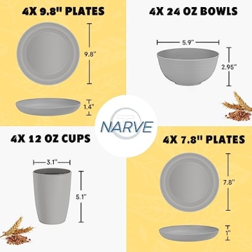 Eco-Friendly Wheat Straw Dinnerware Set Unbreakable Microwave Safe