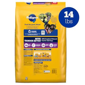 Pedigree with Tender Bites Complete Nutrition Adult Dry Dog Food, Chicken & Steak Flavor, 14 lb. Bag