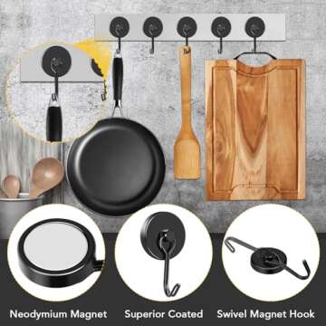 MIKEDE Heavy Duty Swivel Magnetic Hooks for Home