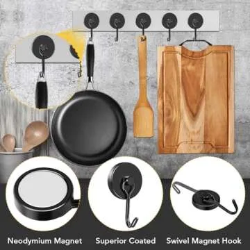 MIKEDE Heavy Duty Swivel Magnetic Hooks for Home