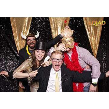 LQIAO Sequin Backdrop Curtain Panel 2x8FT-Gold,Sequin Photography Backdrop Curtain for Party/Home Curtain Decoration 1pc, Pocket 2x8FT(60x245cm))