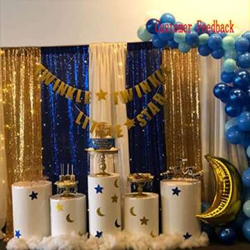 LQIAO Sequin Backdrop Curtain Panel 2x8FT-Gold,Sequin Photography Backdrop Curtain for Party/Home Curtain Decoration 1pc, Pocket 2x8FT(60x245cm))